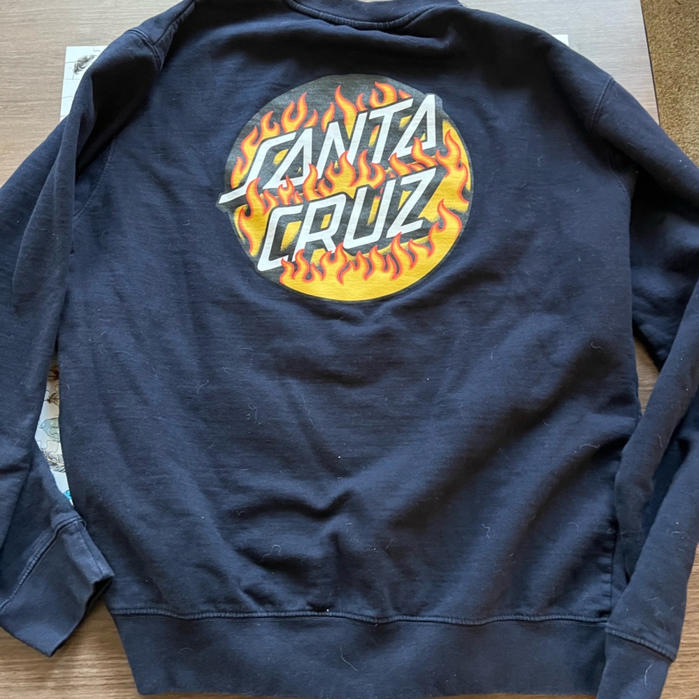 Santa Cruz Skateboards Black Sweater with Flame Logo